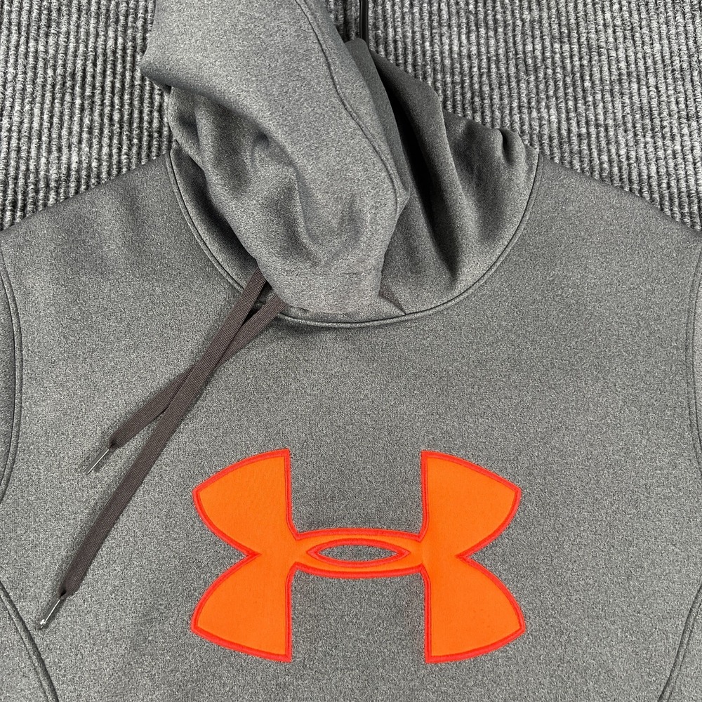 Under Armour Hoodie Sweatshirt Womens Large Gray Semi-Fitted Cold Gear Active